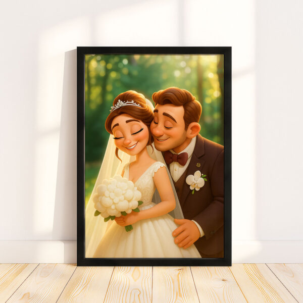 Whimsical Wedding Couple Art Print - Romantic Animated Style for Timeless Home Decor - Image 4