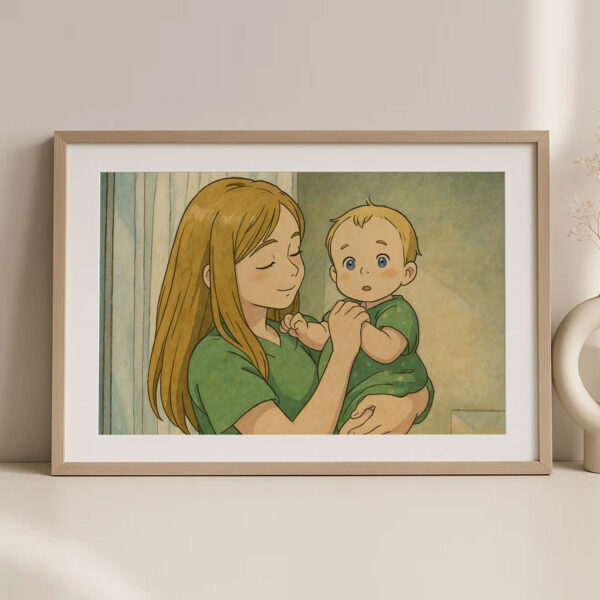 Heartwarming Mother and Baby Print Art | Charming Illustrated Wall Décor for Family Spaces in Soft Colors - Image 4