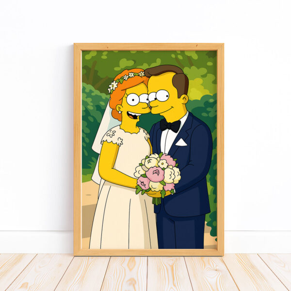 Whimsical Simpsons Wedding Art Print – Perfect Gift for Fans of Pop Culture and Unique Home Decor - Image 4