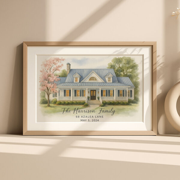 Charming Watercolor Print of 'The Williams Retreat' Home at 572 Pinehurst Road - Perfect for Family Decor - Image 4