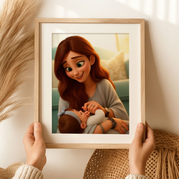 Heartwarming Digital Art of a Mother Bonding With Her Baby – A Beautiful Illustration in Whimsical Style for Your Home Decor - Image 4