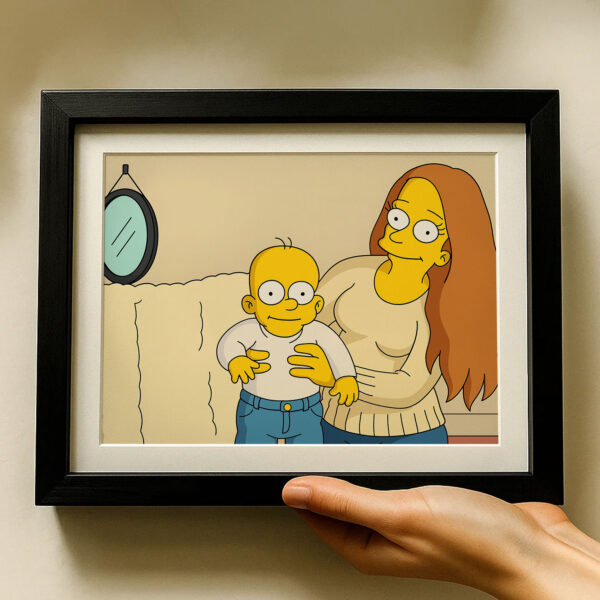 Charming Simpsons Artwork: Family Love Featuring Cartoon Mom and Baby Homer in Vibrant Colorful Style Art Print for Home Decor - Image 5