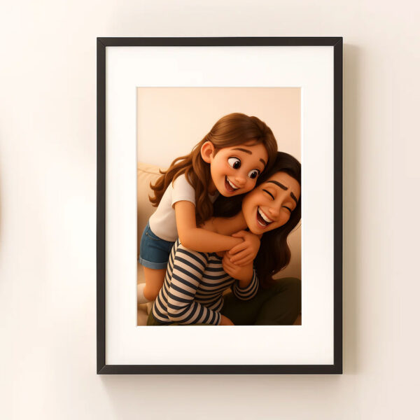 Charming Digital Art of a Mother and Daughter Embracing in Nature - Perfect for Family-Themed Decor - Image 5