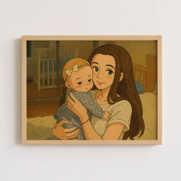 Heartwarming Mother and Baby Print Art | Charming Illustrated Wall Décor for Family Spaces in Soft Colors - Image 5