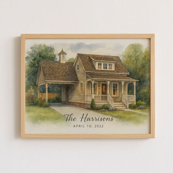 Personalized Watercolor Family Home Portrait - The Smiths at 1984 Willow Lane - Image 5