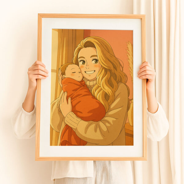 Heartwarming Mother and Baby Art Print: Cozy, Modern Illustration for Nursery or Baby Room Décor - Image 5
