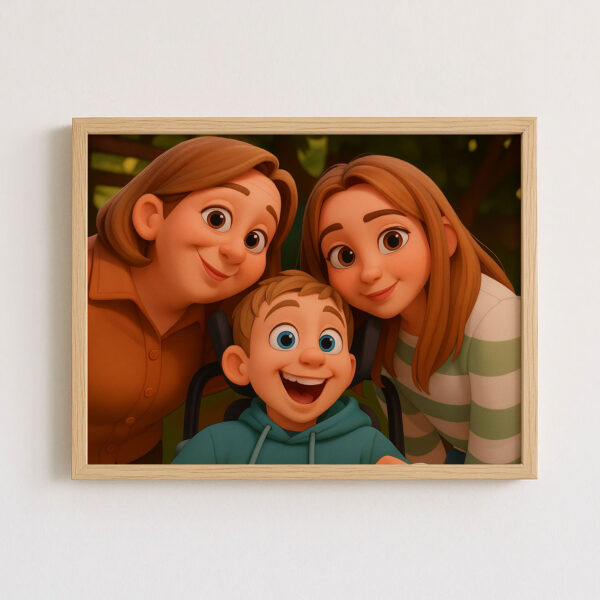 Charming Family Portrait: Heartwarming Cartoon Art Featuring Joyful Parents and Baby - Image 4