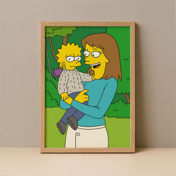 Delightful Cartoon Artwork: Happy Mother and Baby in Vibrant Simpsons Style - Perfect for Kids' Rooms or Cartoon Lovers' Décor! - Image 4