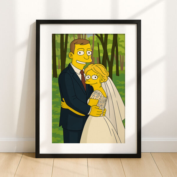 Whimsical Simpsons Wedding Art Print – Celebrate Love with Fun Cartoon Style Decor - Image 5