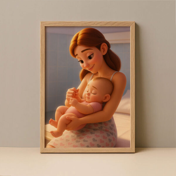 Heartwarming Digital Art of a Mother Bonding With Her Baby – A Beautiful Illustration in Whimsical Style for Your Home Decor - Image 5