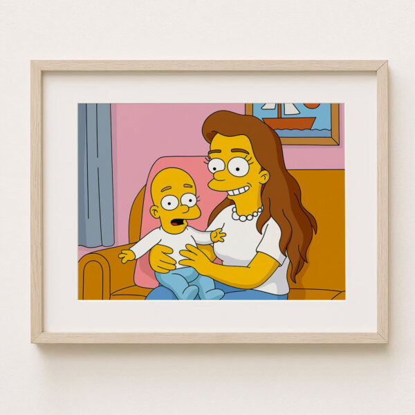Charming Simpsons Artwork: Family Love Featuring Cartoon Mom and Baby Homer in Vibrant Colorful Style Art Print for Home Decor - Image 6