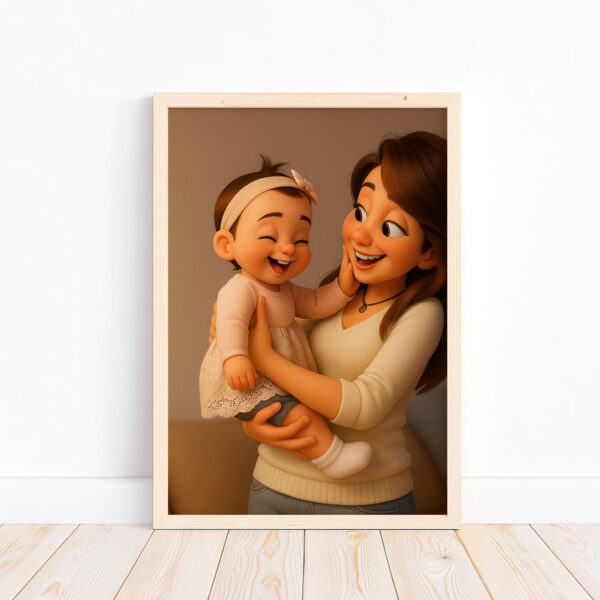 Heartwarming Mother and Baby Illustration - Adorable Cartoon Art for Nursery Decor, Perfect Gift for New Moms - Image 5
