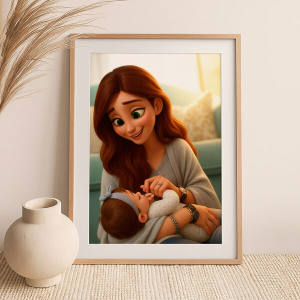 Heartwarming Family Portrait: Charming Cartoon Style Illustration of a Grandmother and Granddaughter Embracing Joyfully - Image 6