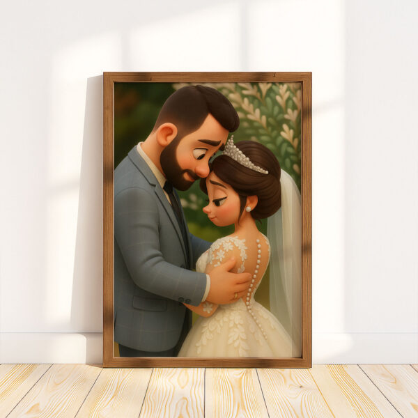Whimsical Wedding Couple Art Print - Romantic Animated Style for Timeless Home Decor - Image 6