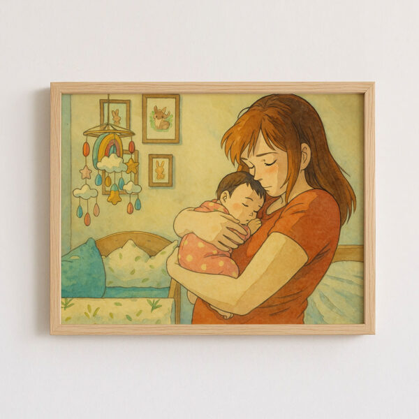 Heartwarming Mother and Baby Print Art | Charming Illustrated Wall Décor for Family Spaces in Soft Colors - Image 6