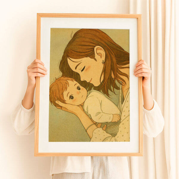 Heartwarming Mother and Baby Art Print: Cozy, Modern Illustration for Nursery or Baby Room Décor - Image 6