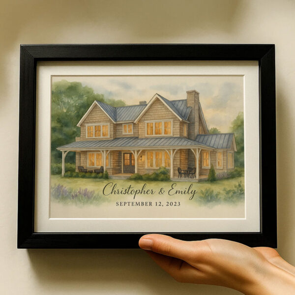 Charming Watercolor Print of 'The Williams Retreat' Home at 572 Pinehurst Road - Perfect for Family Decor - Image 6