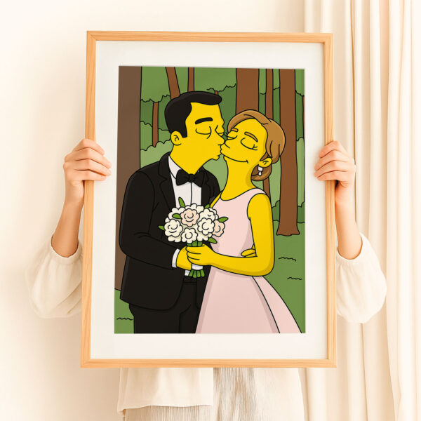 Whimsical Simpsons Wedding Art Print – Perfect Gift for Fans of Pop Culture and Unique Home Decor - Image 6