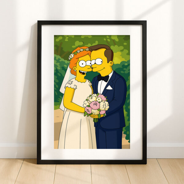 Whimsical Simpsons Wedding Art Print – Celebrate Love with Fun Cartoon Style Decor - Image 6