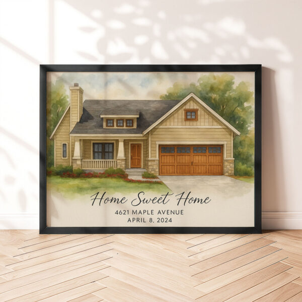 Custom Family Home Portrait in Watercolor Style – Perfect Gift for New Homeowners or Family Celebrations - Image 6