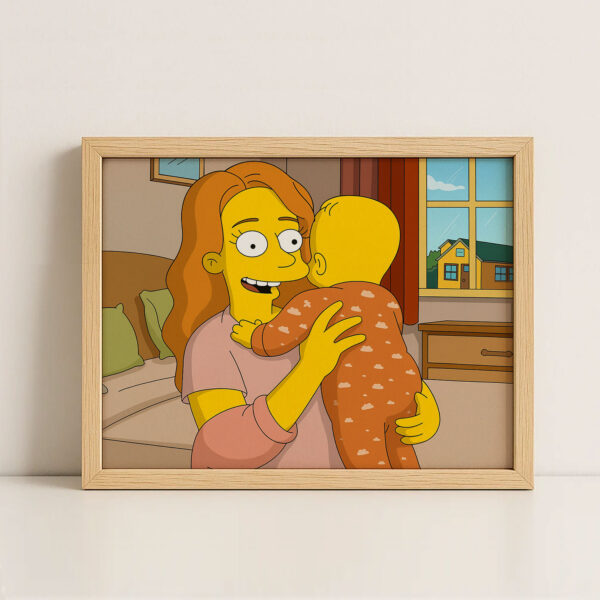 Charming Simpsons Artwork: Family Love Featuring Cartoon Mom and Baby Homer in Vibrant Colorful Style Art Print for Home Decor - Image 7