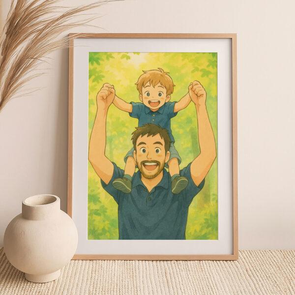 Heartwarming Anime Art of Mother and Child Embracing: Charming Illustration for Home Décor - Image 7