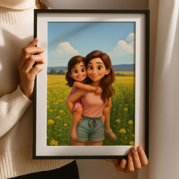 Heartwarming Cartoon Portrait of Father and Son in Vibrant Colors – Perfect Family Artwork for Your Home - Image 7