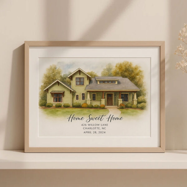 Charming Watercolor Print of 'The Williams Retreat' Home at 572 Pinehurst Road - Perfect for Family Decor - Image 7