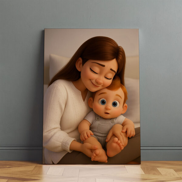 Adorable Mother and Baby Illustration in Charming Cartoon Style - Perfect Wall Art for Nursery Décor - Image 7