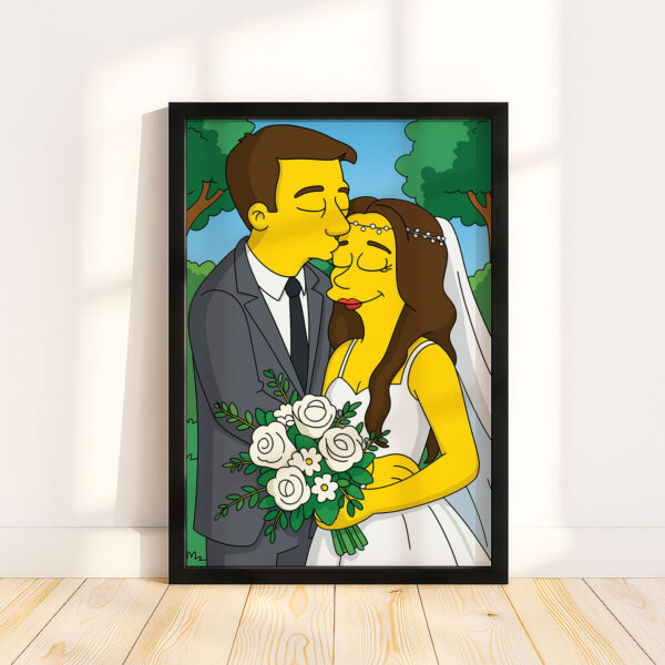Whimsical Cartoon Wedding Art Print in Iconic Style – Celebrate Love with a Unique Simpsons-Inspired Design - Image 7