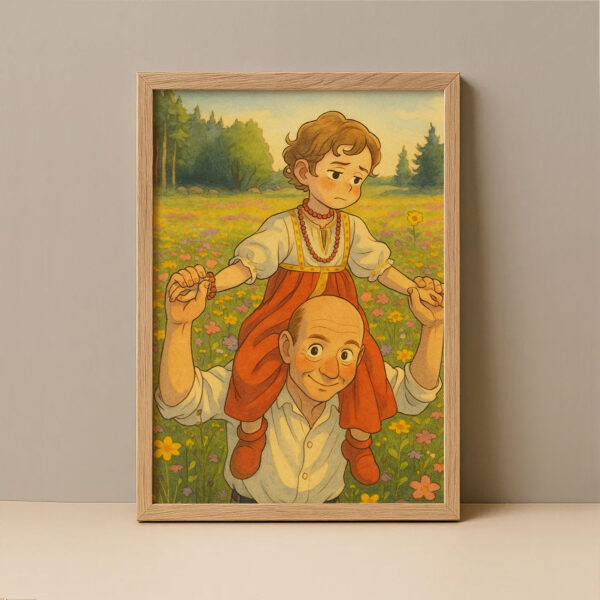 Heartwarming Mother-Daughter Bond: Charming Anime Art Print for Home Decor - Image 7