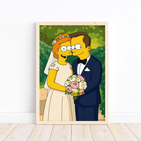Whimsical Simpsons Wedding Art Print – Celebrate Love with Fun Cartoon Style Decor - Image 7