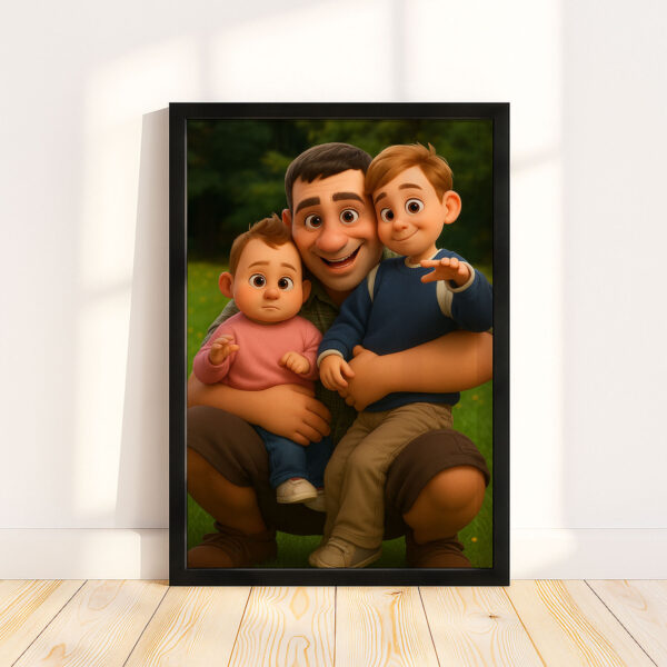 Charming Cartoon Family Portrait of Mother and Daughter Embracing in Joyful Moment - Image 7