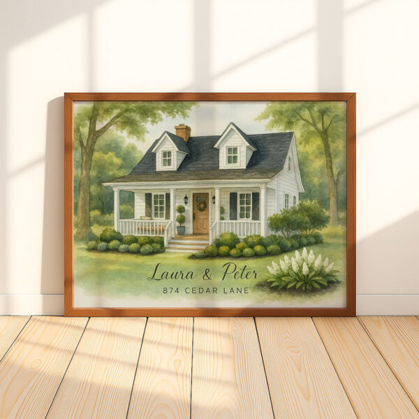 Custom Family Home Portrait in Watercolor Style – Perfect Gift for New Homeowners or Family Celebrations - Image 7