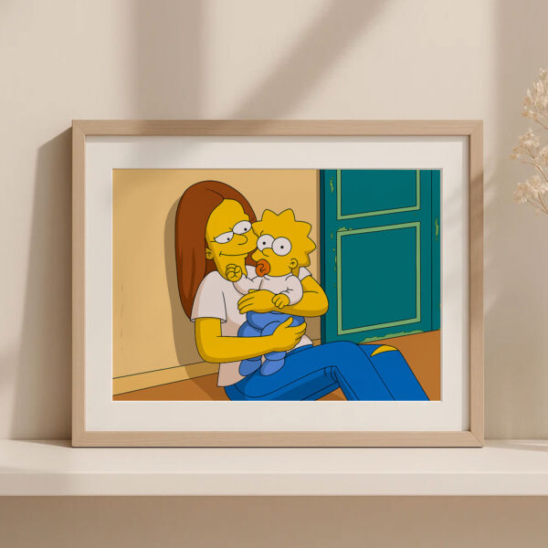 Charming Simpsons Artwork: Family Love Featuring Cartoon Mom and Baby Homer in Vibrant Colorful Style Art Print for Home Decor - Image 8