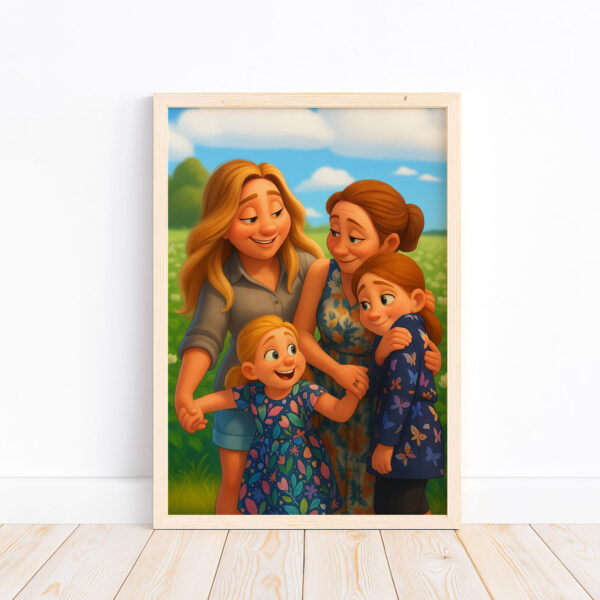 Heartwarming Cartoon Portrait of Father and Son in Vibrant Colors – Perfect Family Artwork for Your Home - Image 8