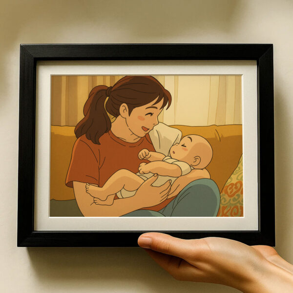 Heartwarming Mother and Baby Print Art | Charming Illustrated Wall Décor for Family Spaces in Soft Colors - Image 8