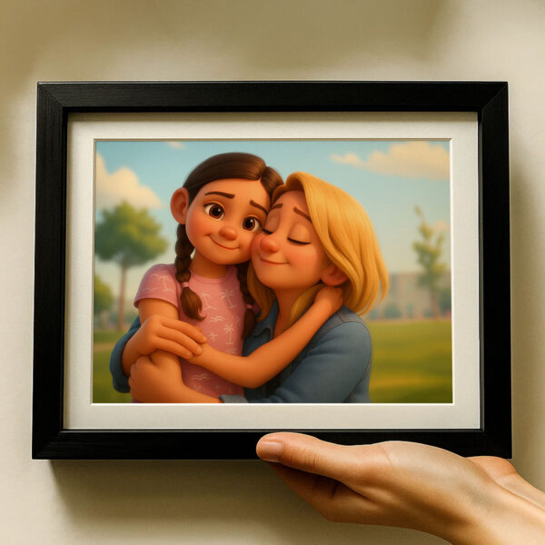 Charming Family Portrait Art: Whimsical Cartoon Style with Happy Kids and Loving Parents - Image 8