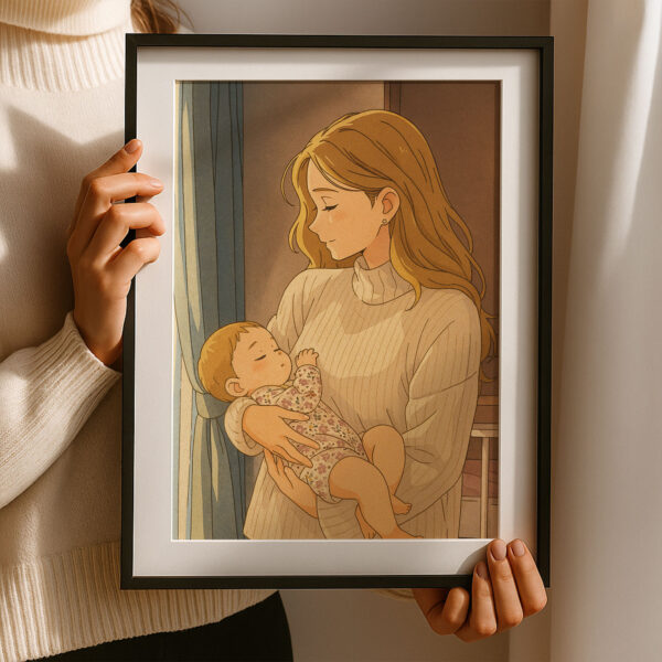Heartwarming Mother and Baby Art Print: Cozy, Modern Illustration for Nursery or Baby Room Décor - Image 8