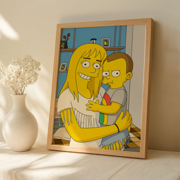 Delightful Cartoon Artwork: Happy Mother and Baby in Vibrant Simpsons Style - Perfect for Kids' Rooms or Cartoon Lovers' Décor! - Image 7