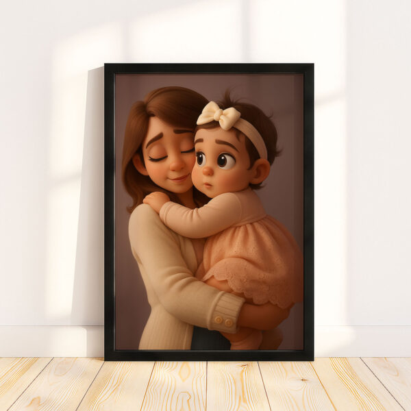 Adorable Mother and Baby Illustration in Charming Cartoon Style - Perfect Wall Art for Nursery Décor - Image 8
