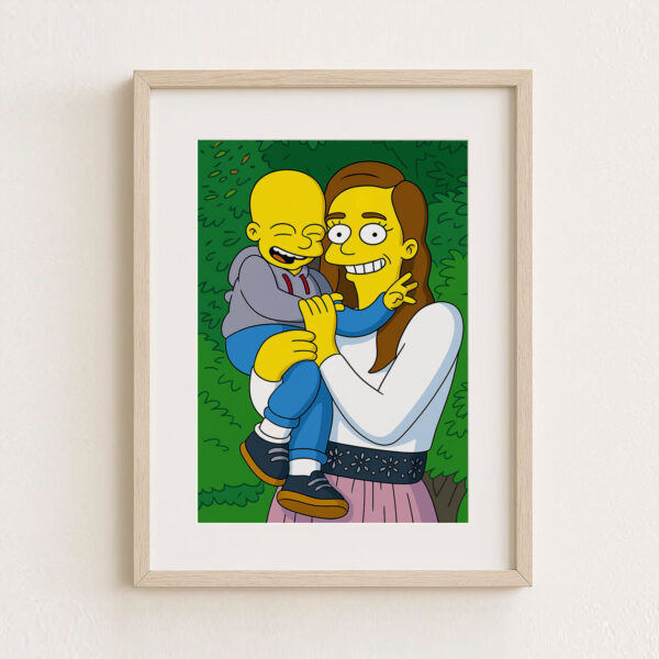 Charming Simpsons-Inspired Art Print of a Happy Mother and Baby in a Colorful Garden - Perfect Home Decor - Image 8