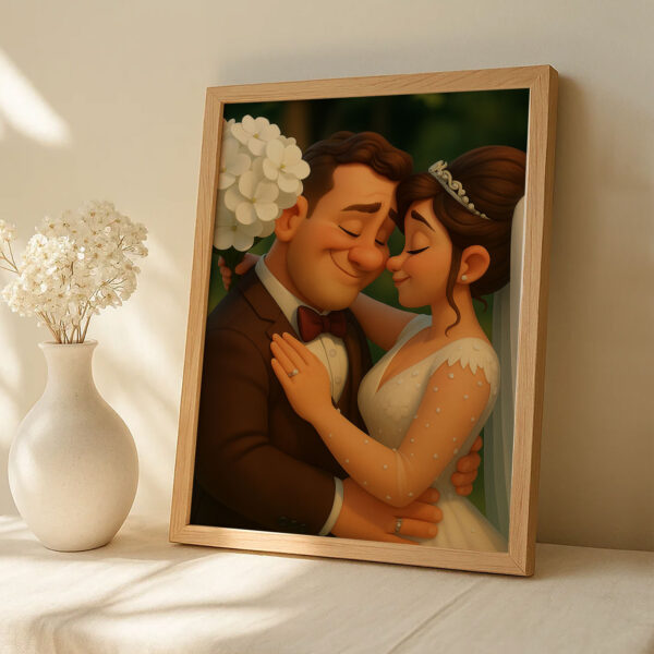 Charming Cartoon Wedding Artwork: Celebrating Love with a Cute Bride and Groom Illustration in a Whimsical Style - Image 8