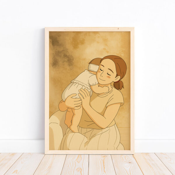 Delightful and Heartwarming Mother and Baby Illustration Art Print - Perfect for Family Decor in Soft Pastel Colors - Image 8