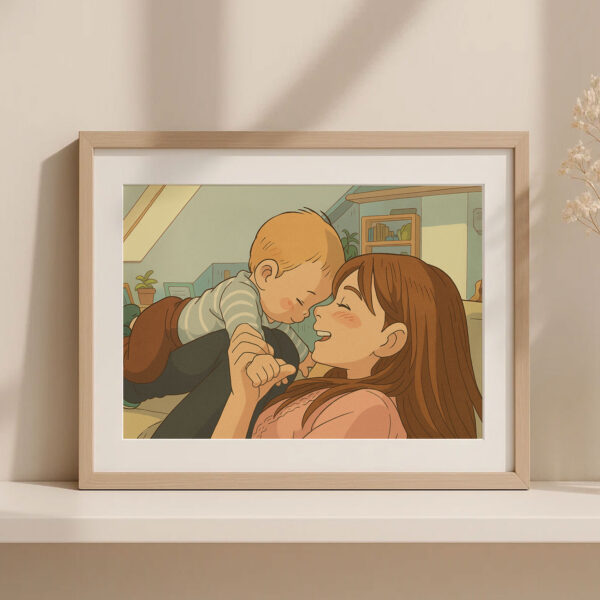 Heartwarming Mother and Baby Illustration: Cozy Moments Captured in Charming Art Style for Your Home Decor - Image 8